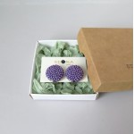 Klipsai GERVUOGĖLĖS. Violetiniai auskarai 