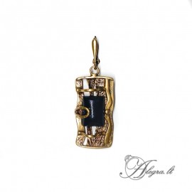 Žalvariniai auskarai su oniksu - 1866