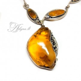 Vienetinė sidabrinis koljė su gintaru - 1994