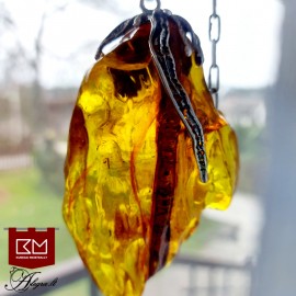 Sidabrinis pakabutis su Baltijos gintaru - 3009