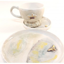 Lėkštutė dekoruota auksu Lėkštutė dekoruota auksu