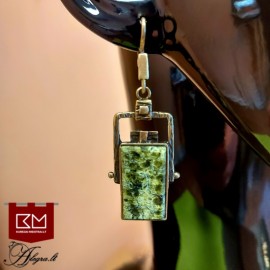 Žalvariniai auskarai su serpentinu - 123