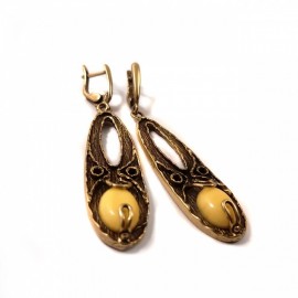 Žalvarinis komplektas su gintaru - 2990