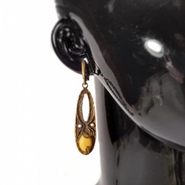 Žalvarinis komplektas su gintaru - 2990