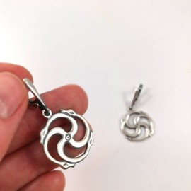 Sidabrinis komplektas ŽALČIŲ SVASTIKA - 3065(auskarai pora + pakabutis)