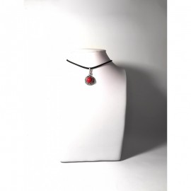 Sidabrinis komplektas su koralu - 3182 (auskarai(pora)+pakabutis)