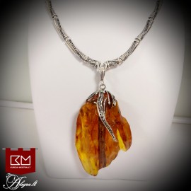 Sidabrinis pakabutis su Baltijos gintaru - 3009