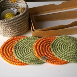 Lininių mažų padėkliukų komplektas Lininių mažų padėkliukų komplektas