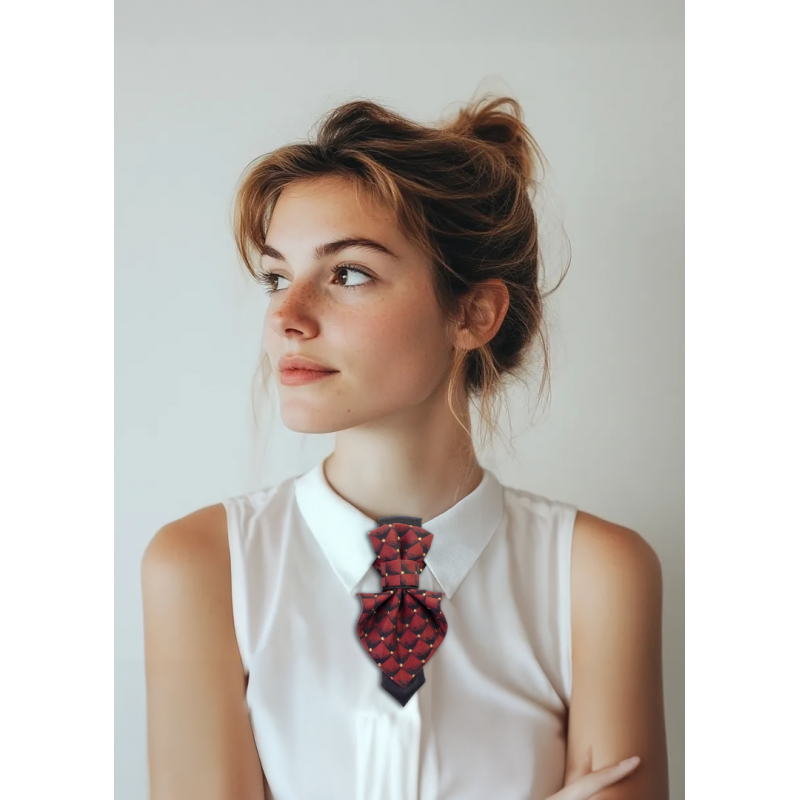 Kaklaraištis peteliškė varlytė žiogas moterims „BURGUNDIŠKAS DEIMANTAS II“