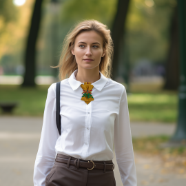 Žiogaitė - peteliškė, originalus moteriškas kaklaraištis žiogaitė „RŪTOS ŠAKELĖ“ Žiogaitė - peteliškė, originalus moteriškas kaklaraištis žiogaitė „RŪTOS ŠAKELĖ“