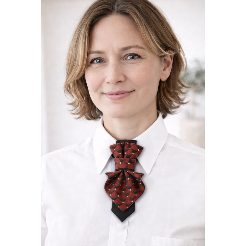 Kaklaraištis peteliškė varlytė žiogas moterims „BURGUNDIŠKAS DEIMANTAS II“