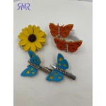 "Drugeliai" Plaukų segtukai ir gumytės į plaukus iš natūralios odos (5 vnt.)