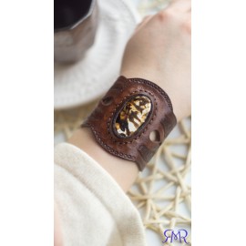 Apyrankė iš natūralios odos ir agato akmens