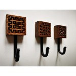 Ąžuolinis Etno stiliaus rūbų kabliukas, mažas, 3 vnt.