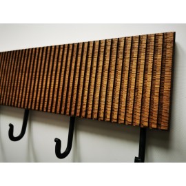 Moderni ąžuolinė rūbų kabykla DRYŽIAI, tamsi