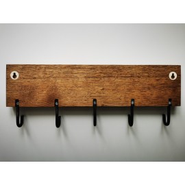 Moderni ąžuolinė rūbų kabykla DRYŽIAI, tamsi