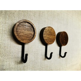 Modernios klasikos rūbų kabliukas iš ąžuolo Didelis Apskritimas, 3 vnt.