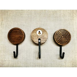 Modernios klasikos rūbų kabliukas iš ąžuolo Didelis Apskritimas, 3 vnt.