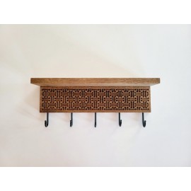 Ąžuolinė sieninė rūbu kabykla su lentyna „Klasika“