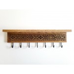 Ąžuolinė sieninė rūbu kabykla su lentyna „Etno“ 