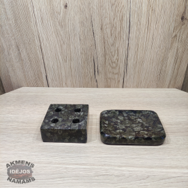 Akmeninė muilinė ir dantų šepetėlių laikiklis