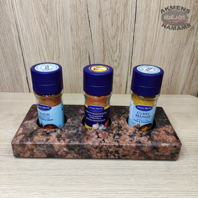 Akmeninis prieskonių laikiklis. Iš rudo granito