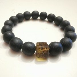 Presuoto juodo gintaro apyrankė 