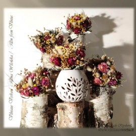 Džiovintų gėlių puokštė (rausva, tamsiai rausva)