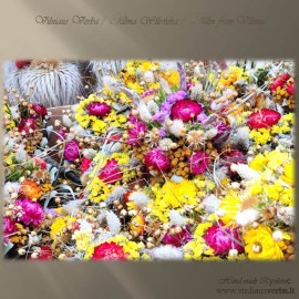 Džiovintų gėlių puokštė (rausva, tamsiai rausva)