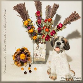 Džiovintų gėlių puokštė (gintarinė)