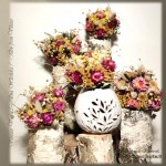 Džiovintų gėlių puokštė (rausva, tamsiai rausva)