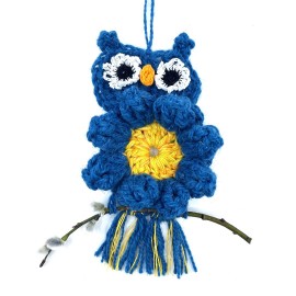 Velykinė dekoracija pelėda "Žibutė" and "kačiukų" šakelės Velykinė dekoracija pelėda "Žibutė" and "kačiukų" šakelės