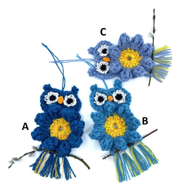 Velykinė dekoracija pelėda "Žibutė" and "kačiukų" šakelės Velykinė dekoracija pelėda "Žibutė" and "kačiukų" šakelės