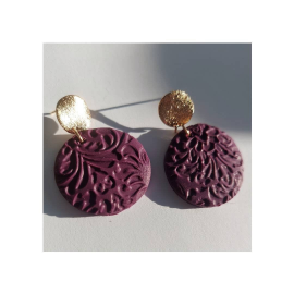 Violetiniai auskarai su aukso detalės užsegimu