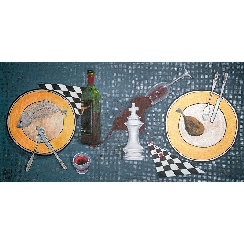 Autorinio paveikslo "Karalienė krito per vakarienę"" printas