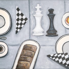 Autorinio paveikslo "Šachas per pusryčius" printas