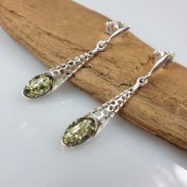 Gintariniai auskarai, Žalio gintaro sidabriniai auskarai