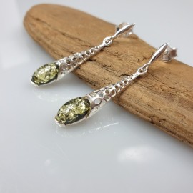 Gintariniai auskarai, Žalio gintaro sidabriniai auskarai