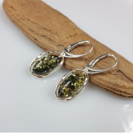 Gintariniai auskarai, Žalio gintaro sidabriniai auskarai, dovana jai