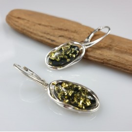 Gintariniai auskarai, Žalio gintaro sidabriniai auskarai, dovana jai