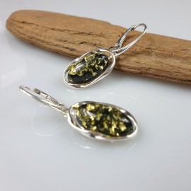 Gintariniai auskarai, Žalio gintaro sidabriniai auskarai, dovana jai