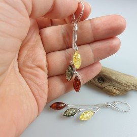 Auskarai ilgi margi Gintariniai Auskarai Kalėdinė dovana