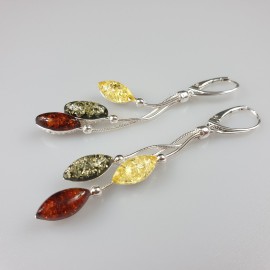 Auskarai ilgi margi Gintariniai Auskarai Kalėdinė dovana