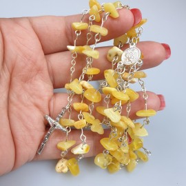 Gintarinis rožančius.  krištynų atributika. Rožan2ius krikštynoms