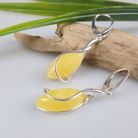 Auskarai  "Ateitis"  su baltu  gintaru