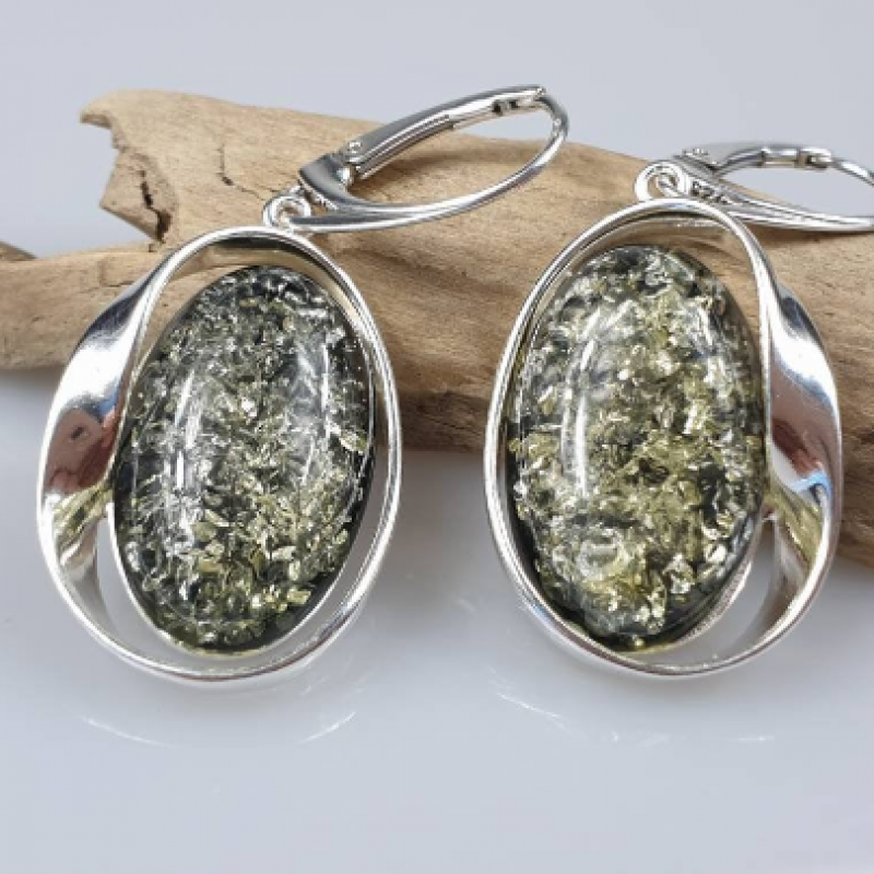 Auskarai  "Ateitis" . Sidabriniai žalio gintaro  masyvūs auskarai Auskarai  "Ateitis" . Sidabriniai žalio gintaro  masyvūs auskarai