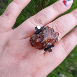 Gintarinis žiedas reguliuojamas, rankų darbo.  Gintarinis žiedas reguliuojamas, rankų darbo.
