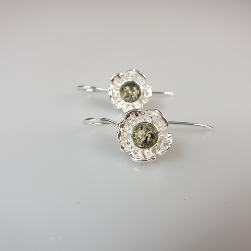 Auskarai gintariniai sidabriniai 925