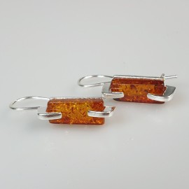 Auskarai gintariniai sidabriniai 