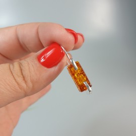 Auskarai gintariniai sidabriniai 